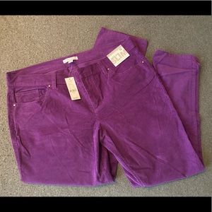 NY & Co Women’s Ankle Pants Purple Corduroy 12 NEW
